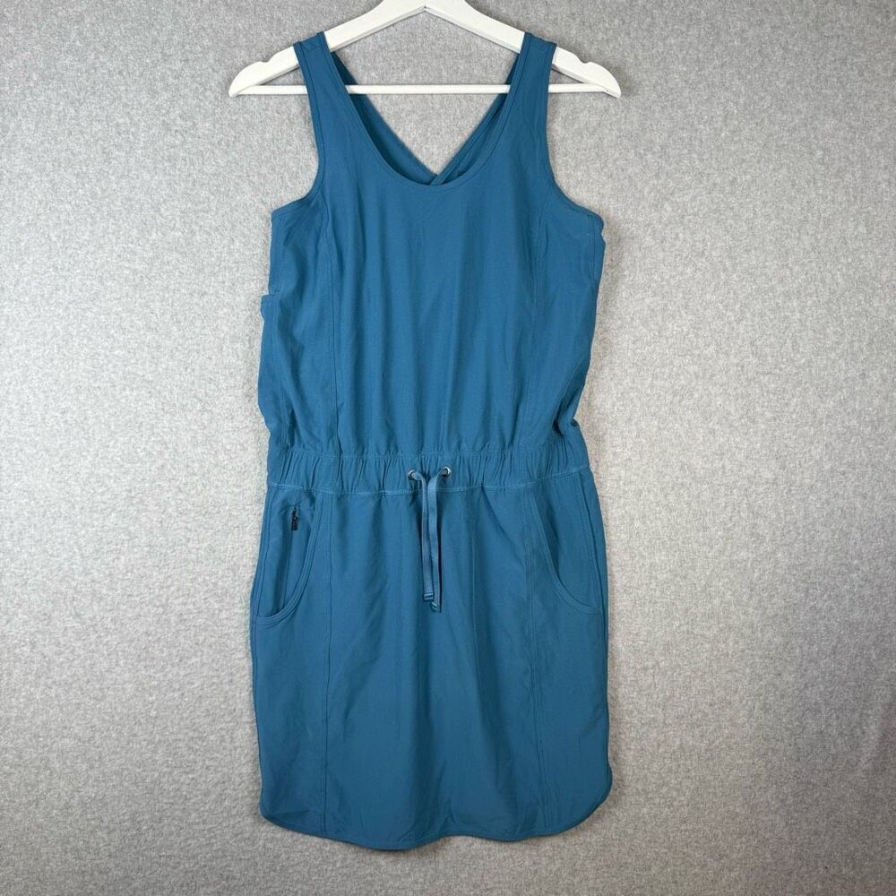 Patagonia Womens XS Fleetwith Mini Dress Wavy Blue Crossover Back Front Pockets